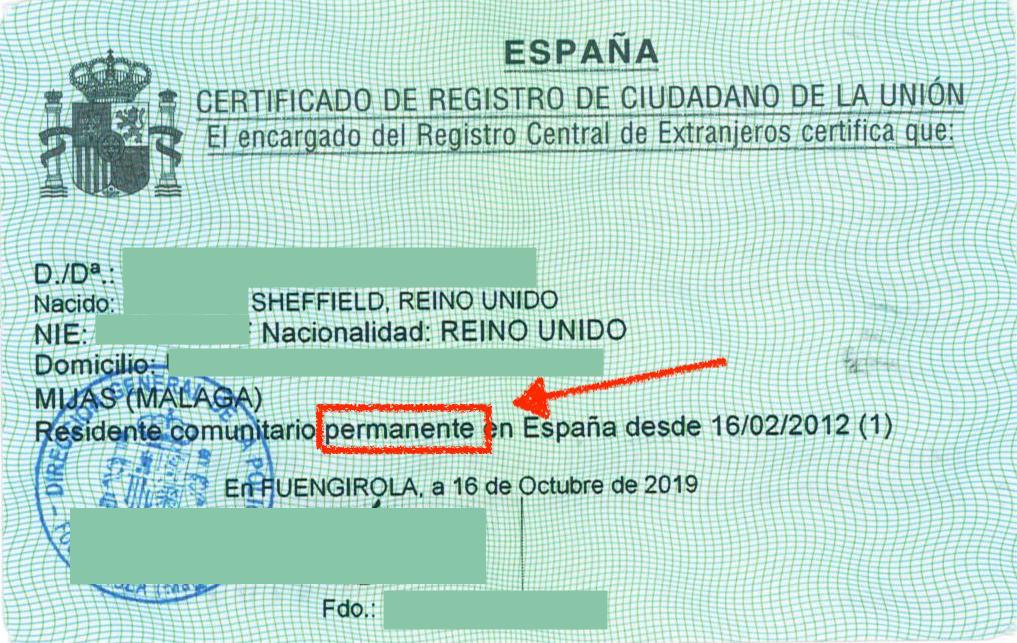 permanent residency in Spain